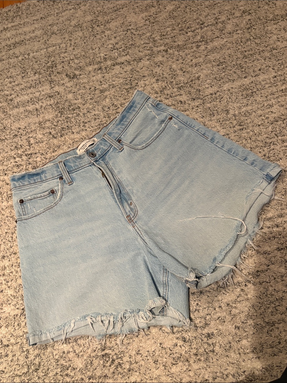 Abercrombie & Fitch Light Blue Distressed Denim Jean Shorts